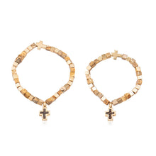 Load image into Gallery viewer, Mommy & Me Cross Bracelets Religious Natural Stone Bead Set