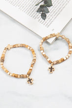 Load image into Gallery viewer, Mommy & Me Cross Bracelets Religious Natural Stone Bead Set
