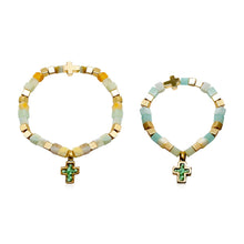 Load image into Gallery viewer, Mommy & Me Cross Bracelets Religious Natural Stone Bead Set