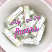 Load image into Gallery viewer, Bulk Organic Lip Balms /// Party Favor, Wedding Favor, Wholesale Lip Balm, Bride to Be Favor, Wedding Gift, Goodie Bag, Fun Gift - Green + Lovely
