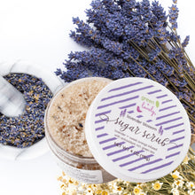 Load image into Gallery viewer, LAVENDER BLOSSOM Organic Sugar Scrub - All Natural Vegan Skincare - Green + Lovely