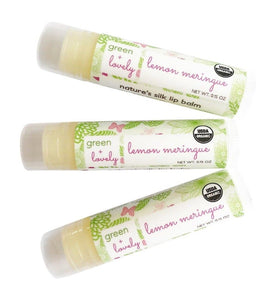 Lemon Meringue /// Set of 3, Organic Lip Balm Butter for Intense Moisture - Beauty Gift - Green + Lovely