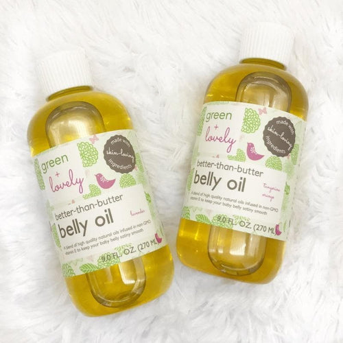 Better than Butter Belly Oil Bundle - 2 pack Bundle (Unscented) - Stretch Mark Prevention - Green + Lovely