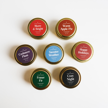 Load image into Gallery viewer, Merry &amp; Bright Soy Candle - 4oz Gold Travel Tin
