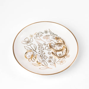 Pressed Floral Circular Trinket Dish