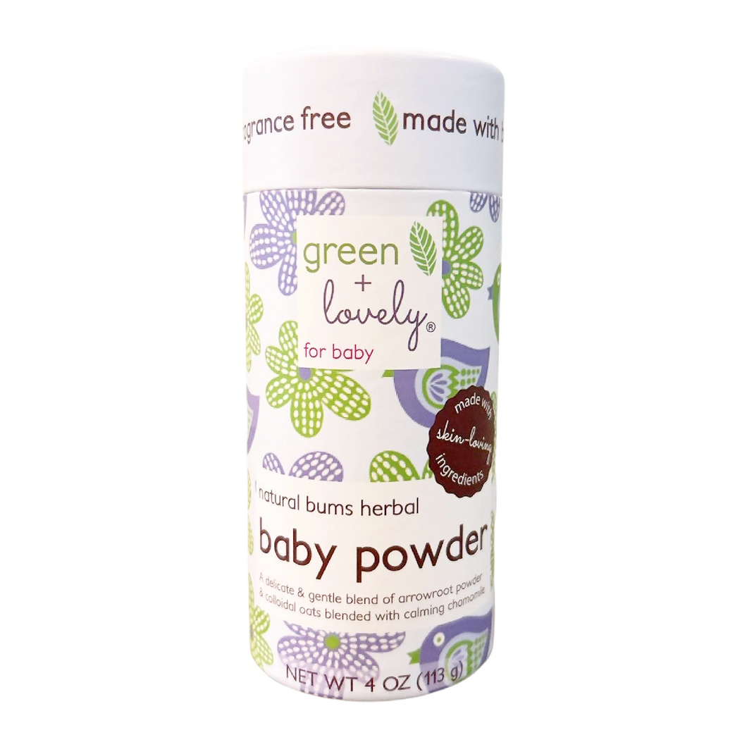 Natural Bums Organic Soothing Herbal Baby Powder - 6 oz - Green + Lovely