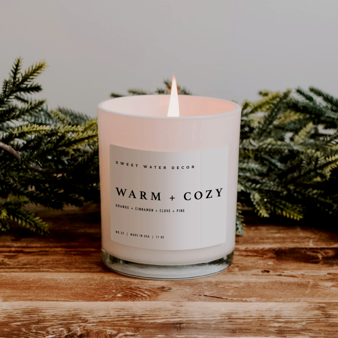 Warm and Cozy Soy Candle, EO /// 11 oz - Green + Lovely