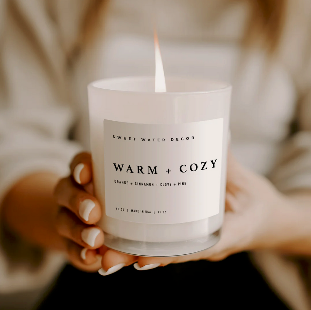 Warm and Cozy Soy Candle, EO /// 11 oz - Green + Lovely