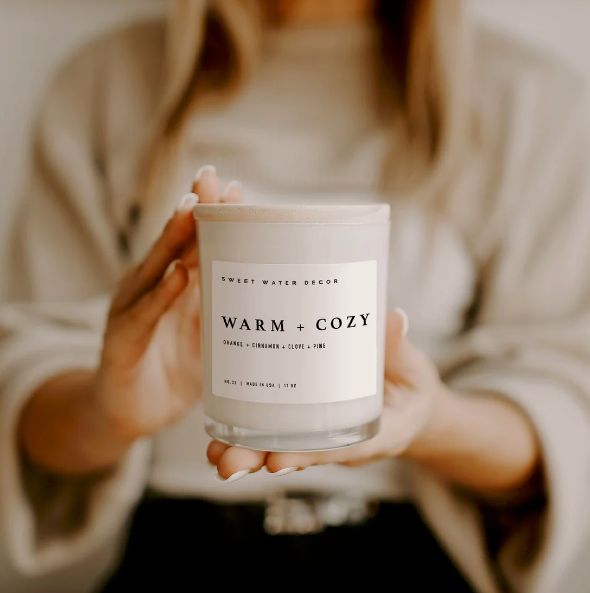 Warm and Cozy Soy Candle, EO /// 11 oz - Green + Lovely