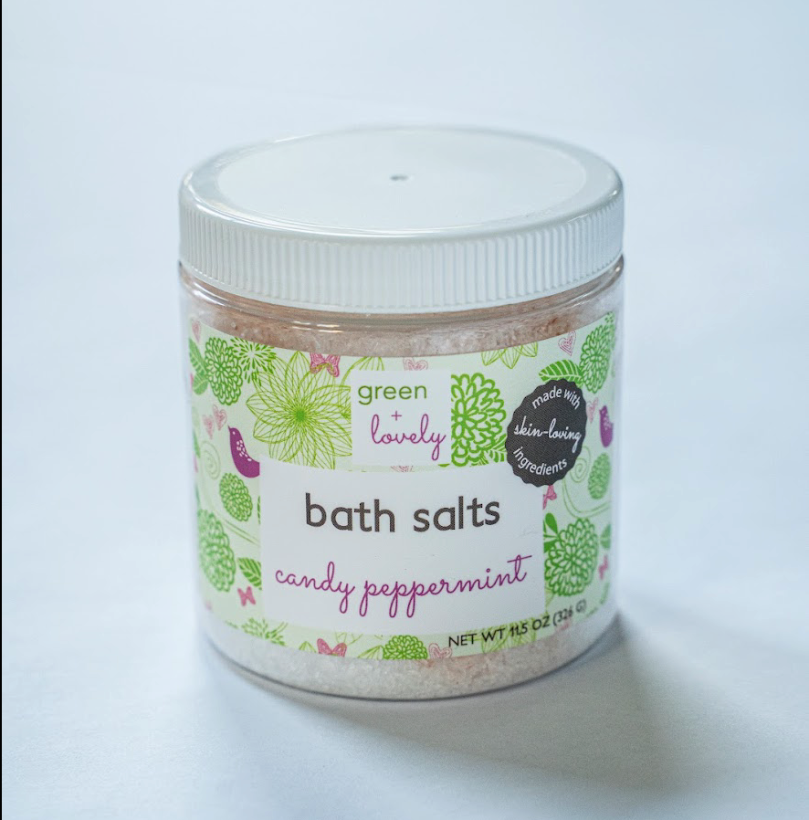 Candy Cane Bath Salts - with Pink Himalayan Salt - Green + Lovely