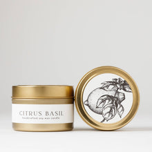 Load image into Gallery viewer, Citrus Basil : Tin Soy Candle ( spring summer )
