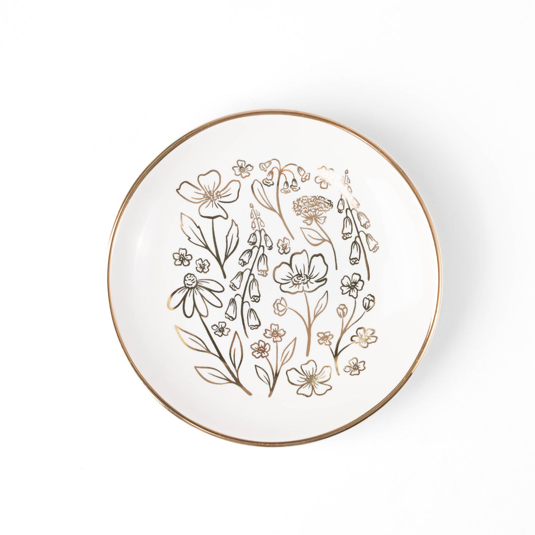 Pressed Floral Circular Trinket Dish