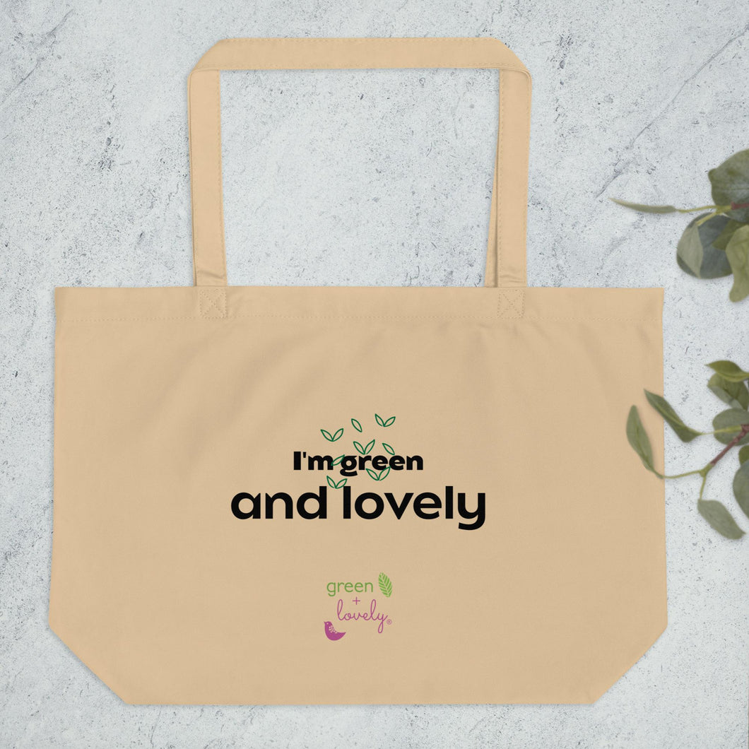 I'M GREEN AND LOVELY, Large organic tote bag