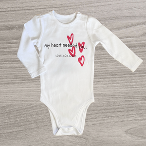 My Heart Needed You Long Sleeved Onesie, Girl /// 0-3 months
