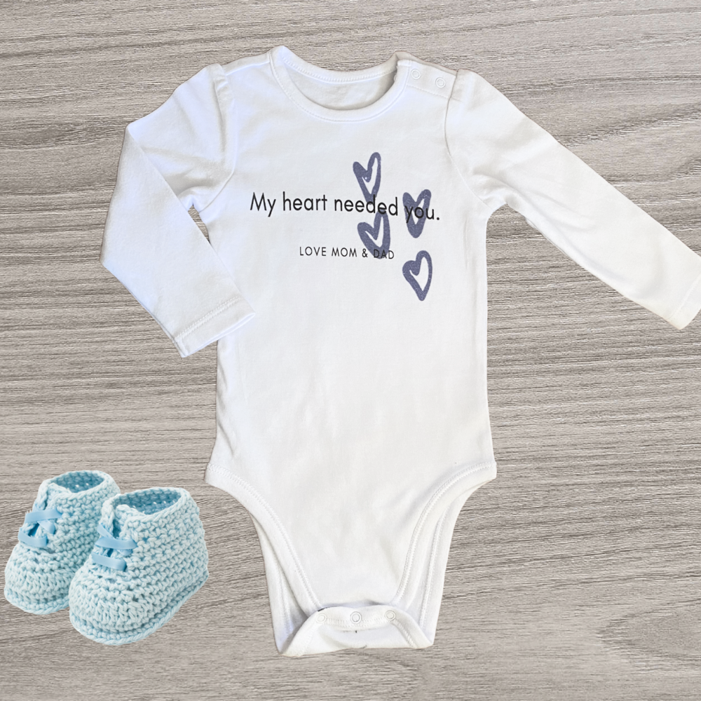 My Heart Needed You Long Sleeved Onesie, Boy /// 0-3 months