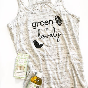 $8 /Green + Lovely tank - Women's Grey Marble, Super Soft, Relaxed Fit Tshirt - Sizes S-L - Green + Lovely