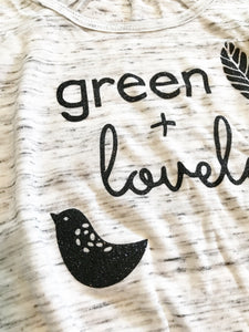 $8 /Green + Lovely tank - Women's Grey Marble, Super Soft, Relaxed Fit Tshirt - Sizes S-L - Green + Lovely