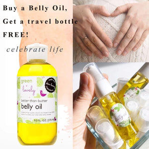 PROMO:  Belly Oil + Travel Bottle - Green + Lovely