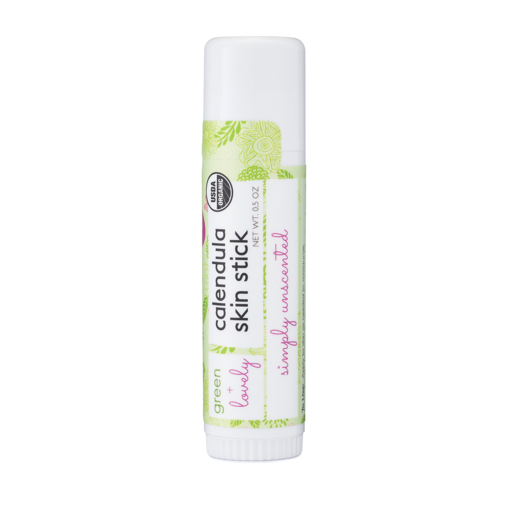 Simply Unscented Calendula Skin Stick - Organic Lotion Stick - Travel Size - Green + Lovely