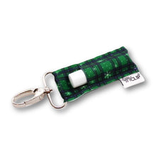 Load image into Gallery viewer, Snowy Green Plaid LippyClip® Lip Balm Holder - Green + Lovely
