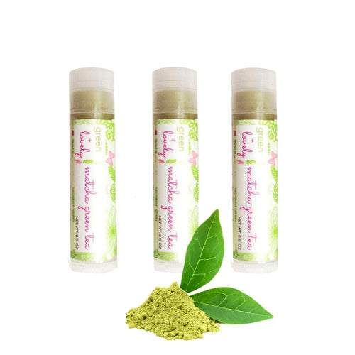 Matcha Green Tea Organic Lip Butter -  Antioxidant Shea Lip Butter Balm - 0.15 oz - Green + Lovely