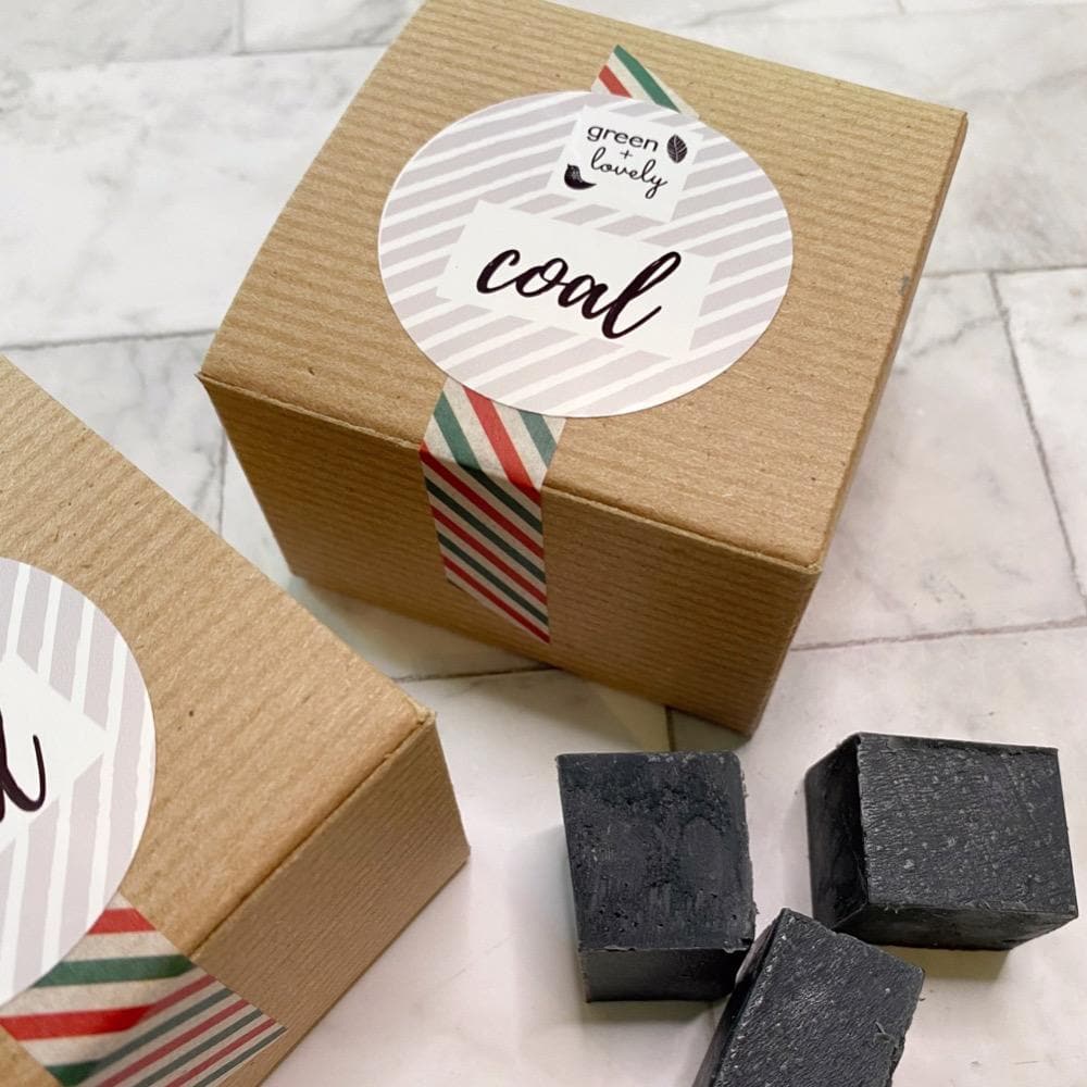 Lumps of Coal /// DETOX Soap Bits, Charcoal - Funny Gift for Him or Her - Green + Lovely